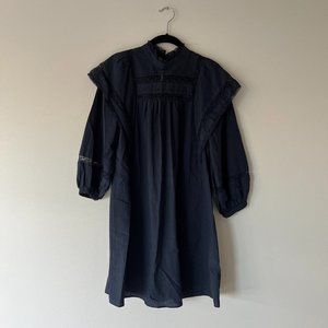 Anthropologie Maeve Fleetwood Ruffled Navy Tunic Dress